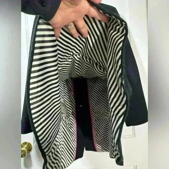 Kate Spade Black Wool Blend Peplum Pea Coat Jacket - Picture 4 of 11